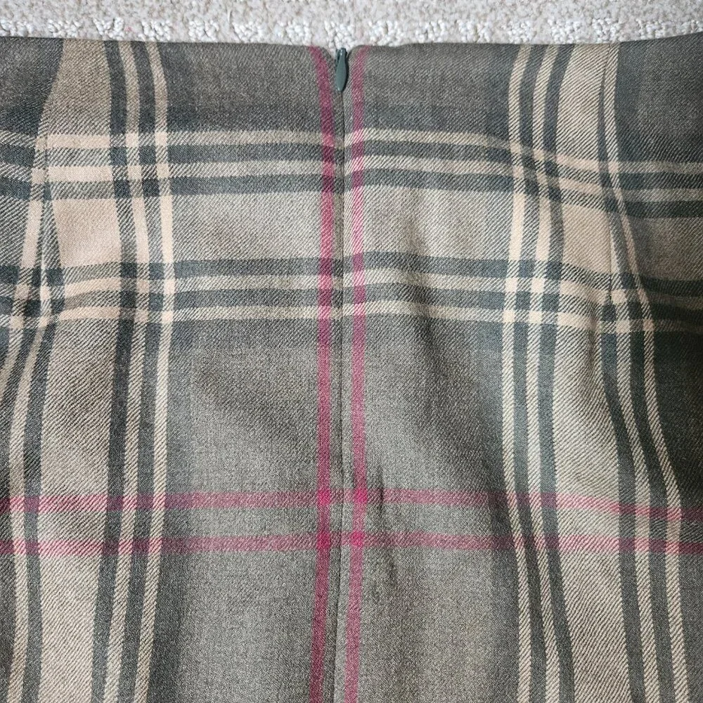 VTG Talbots Midi Skirt 100% Wool Women's SZ 14 Plaid Gray Preppy Academia Work - Picture 7 of 12